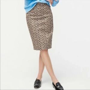Linen Leopard Print Pencil Skirt J. Crew